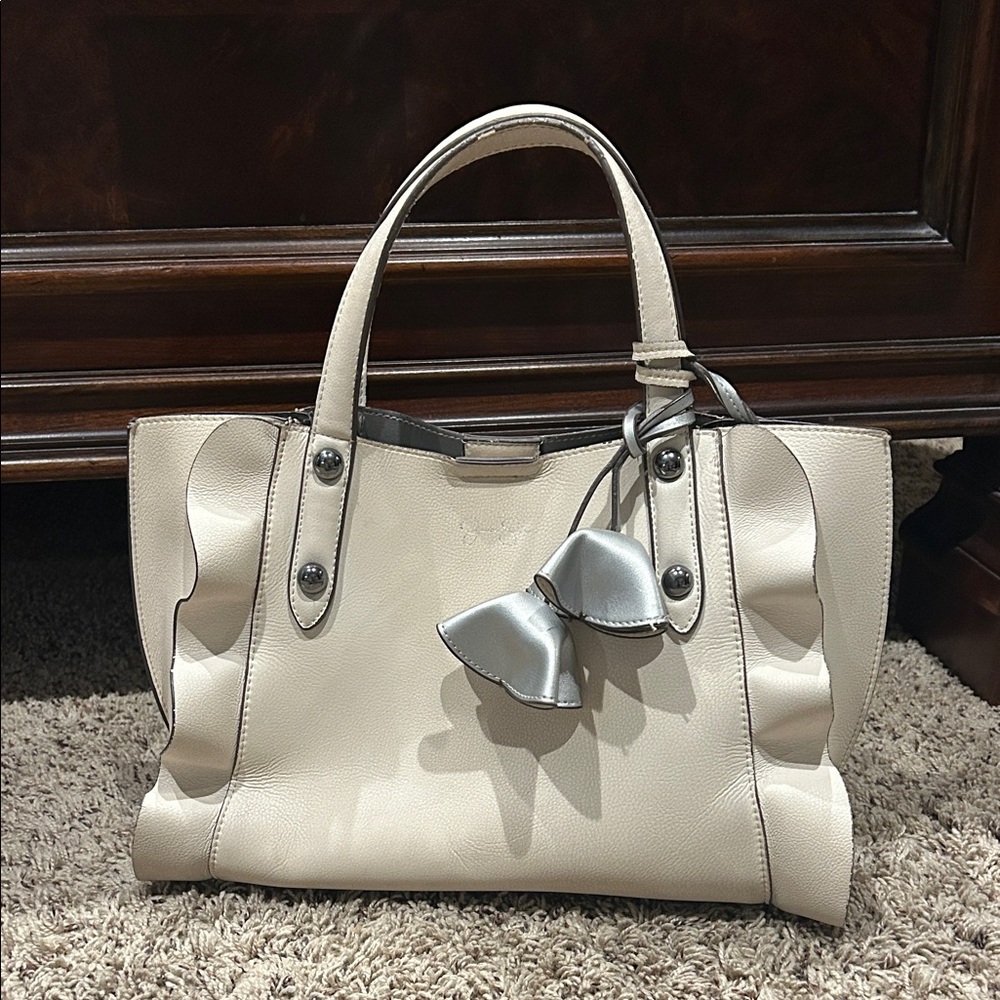 Jessica Simpson Cream Tote with Silver Accents